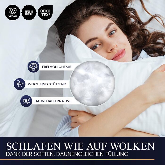 Gentle North High-Quality Pillow (80x80 cm) - Hotel-Quality, Fluffy, Well-Filled Pillow Suitable for Allergy Sufferers (Ökotex 100 Certified) - Washable at 60°C 1x | 80x80