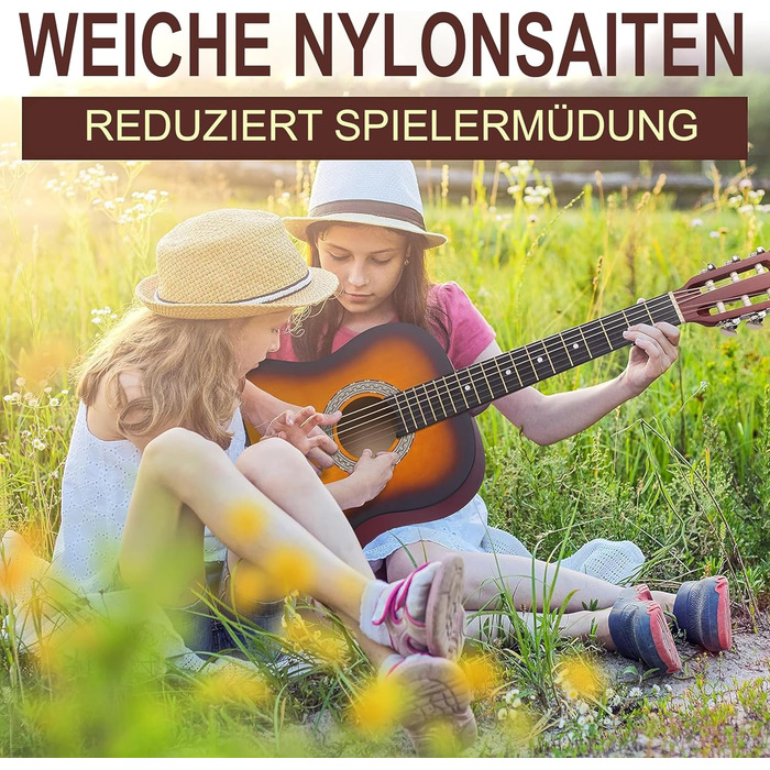 Акустична гітара Pyle для дітей та початківців, ½ розміру, з аксесуарами (сумка, тюнер, медіатор), чорний матовий сонцевий бьорст, 91 см
