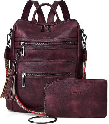 Шкіряний рюкзак-трансформер для жінок Shrrie: стильний рюкзак-сумка, Daypack, двоколірний каштано-коричневий