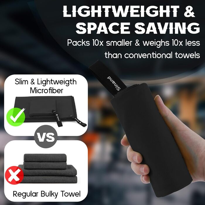 Набір рушників з мікрофібри 2 шт. | 180x60 см великий рушник для душу + 80x40 см маленький рушник для обличчя | Швидковисихаючі рушники з мікрофібри, спортивний рушник для фітнесу, пляжу, спортзалу (Чорний)