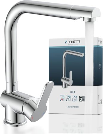 Змішувач кухонний SCHÜTTE RIO 360° з високим виливом, хром, для однієї/двох раковин