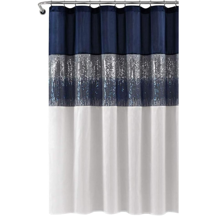 Штора для душу Lush Decor Night Sky, 183x183 см, сірий та білий колір