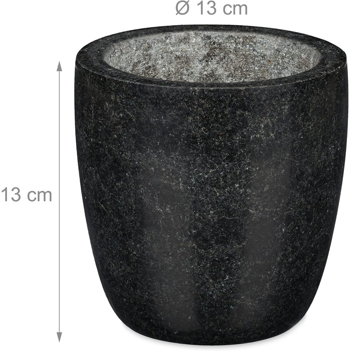 Морська галькова ступка Relaxdays з пестиком, чорна, 13 см, 500 мл - для спецій та трав