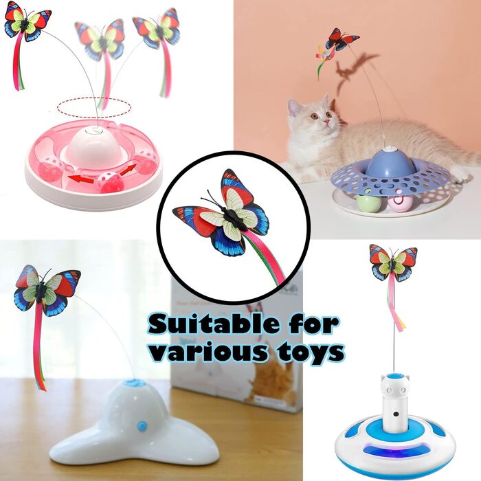18 PCS Interactive Automatic Butterfly Cat Toy with Kitten Play Balls for House Cats Adults - 18 Pack Gift (red)