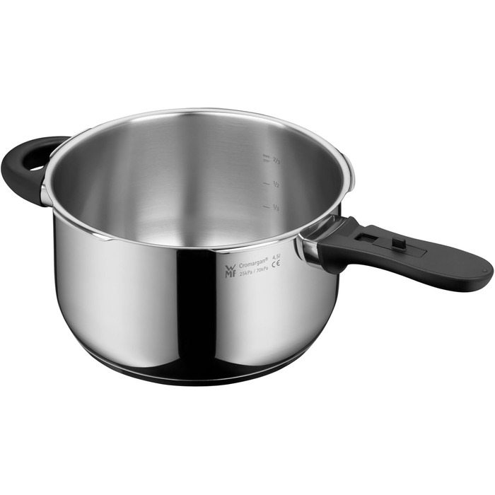 Швидковарка WMF Perfect Plus One Pot Induktion 4.5л з нержавіючої сталі, для приготування на пару, з термозахистом, великим сигналом, 2 рівнями нагріву, знімним ручками кришки та регулятором нагріву однією рукою