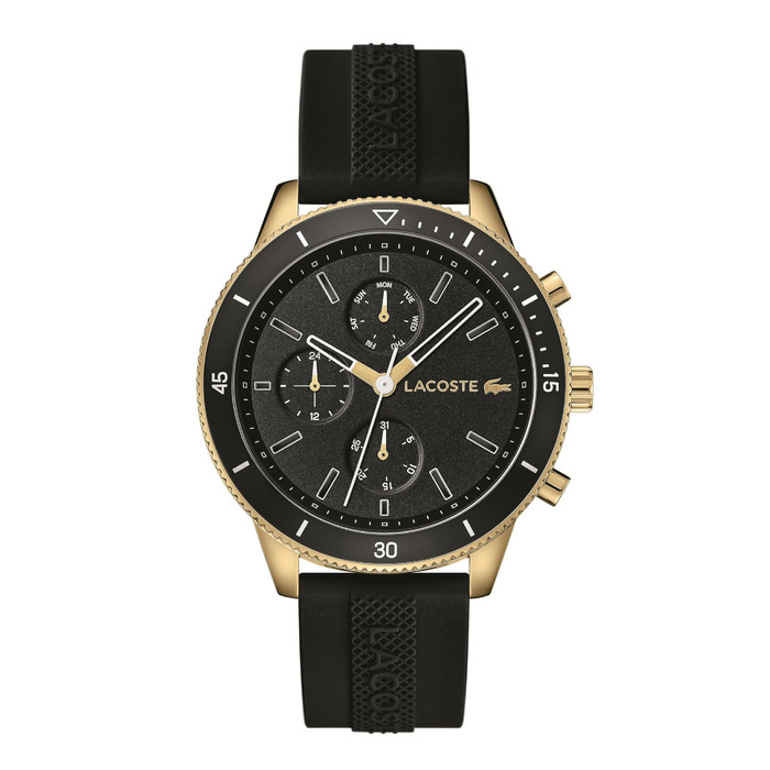 Годинник чоловічий Lacoste Multi Zifferblatt Quartz з чорним силіконовим браслетом 2010994
