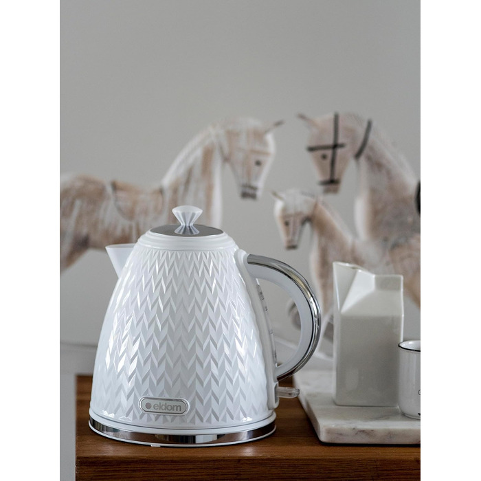 Електричний чайник Eldom C265B, 1.7 л, 2000 Вт, ретро дизайн, білий | Чайник для кухні