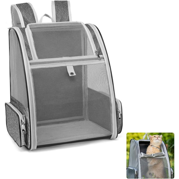 Рюкзак-переноска для кота/собаки, 40x32x28 см, сірий. Ідеально для тварин до 5 кг