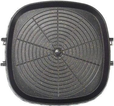 Square Korean-style grill pan with Maifan-coated surface, non-stick, smoke-free grill plate for indoor and outdoor use, grill, 32 x 32 cm