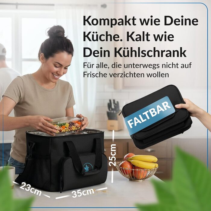 Ізольована сумка-холодильник 20/30L (складніша) для пікніка, роботи, покупок - чорна сумка-холодильник з PEVA матеріалом, 10-12 годин охолодження, з відкривачем для пляшок