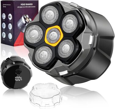 Електричний гостростример для голови чоловічий з LED-дисплеєм, водонепроникний, 6D гнучкий, з плаваючою головкою, для сухого та вологого гоління