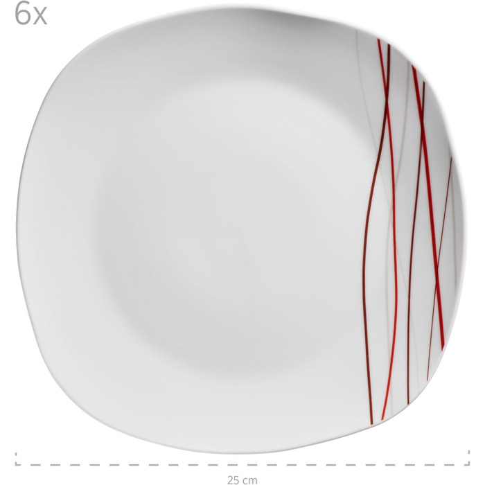 Набір посуду Masér Sencilla, 18 предметів: тарілки для супу, десертні тарілки, тарілки для їжі, порцеляна, білий