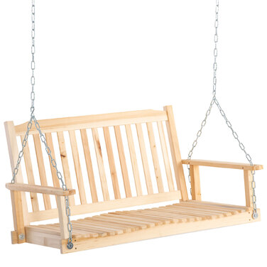 Outsunny 2-Person Garden Swing, Solid Wood Swing Bench, Hanging Bench for Patio Terrace Backyard, 117 x 69 x 60 cm, Rustic Design