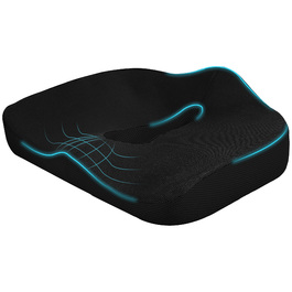HOMCOM Orthopedic Seat Cushion Ergonomic Seat Cushion for Office Chair, Car & Co., Coccyx Cushion Made of Memory Foam for Tailbone, Sciatica, Hemorrhoids Back Pain Relief, Black | Aosom