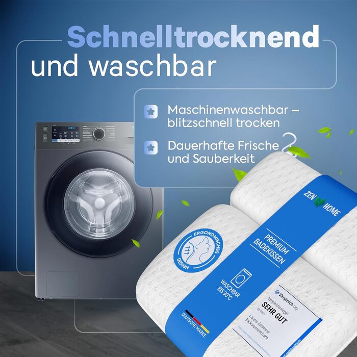 Bathtub Pillow • Ergonomic & Muscle-Relaxing Premium Bathtub Pillow • New 5D Special Foam • German Design • Climate Neutral & Sustainably Produced • Bathtub Pillow Neck Pillow Bathtub (White-3D)