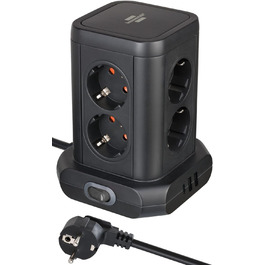 Стеждова тумба Brennenstuhl 8 розеток з USB та USB-C, 2м кабель, чорний колір