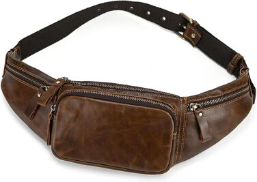 Чоловіча поясна сумка з натуральної шкіри Luufan, колір кавовий
