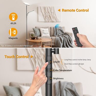 LED торшер LUCKEA з димуванням, 42W - сучасний настінний світильник з пультом та сенсорним керуванням для вітальні, спальні, офісу