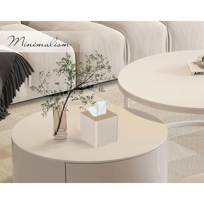 Стильна коробка для серветок кубічної форми, PU-шкіра, для ванної, спальні, кухні, офісу (Бежевий)