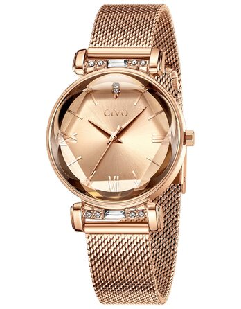 Жіночий годинник CIVO водонепроникний мінімалістичний аналоговий кварц, мода, сукня, елегантний, повсякденний кварцовий годинник для жінок (Y-4 Рожеве золото)
