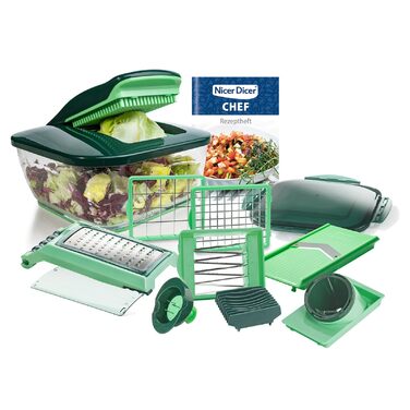Набір для нарізки овочів Genius Nicer Dicer Chef (15 предметів) з мискою, для нарізки овочів, фруктів, салатів, кубиками, соломкою, з реклами TV