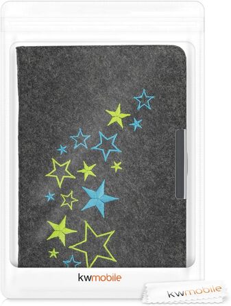 Чохол kwmobile для Tolino Vision 1/2/3/4 HD: тканинний, з принтом зірок, світло-зелений, синій, темно-сірий