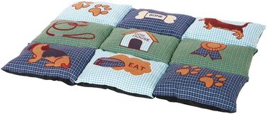 Килимок для собак Trixie Patchwork, 80 x 55 см, блакитний/зелений, стеганий, розмір 10 x 51 x 51 см