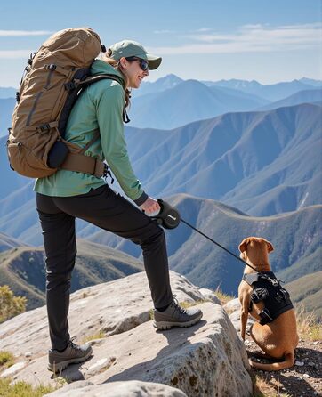 Рулетка для собак Pecute 8м, бісостійка, з набором для збору відходів, 360° антизаплутування, для собак середніх та великих (15-50кг), зелена