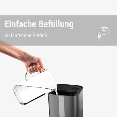 Зволожувач повітря Stadler Form Oliver, для великих приміщень до 60 м², тихий, компактний, потужний, 6 режимів, авто-режим, вимкнення LED, бездимний туман, чорний