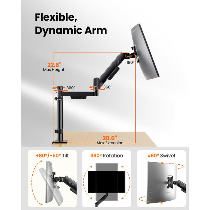 Кріплення для монітора ErGear 2 монітори, вертикальне, чорне, VESA 75x75/100x100mm, до 9кг