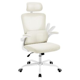 Крісло офісне WOLTU ергономічне, крісло для робочого столу з функцією гойдання, регульована підголовник, поворотні підлокітники, підтримка попереку, офісне крісло для офісу, витримує 150 кг (Бежевий)