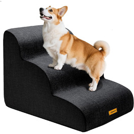 Сходинки для собак Gimars 30D: широкі, міцні, з антиковзким покриттям, 3 сходинки, 40 см, знімний чохол, чорний