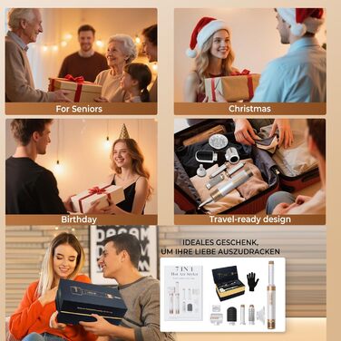 Haarföhn Airstyler UKLISS Pro7 в 1: Набір для укладки волосся з іонізацією, автоматичною локонами, термощіткою та Airflow, білий