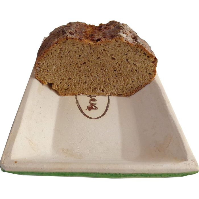 Bread loaf pan ceramic, bread baking mold for 500g bread and up to 750g bread, made with clay from Germany, produced in Bavaria. Bread recipes online, bread baking mold.