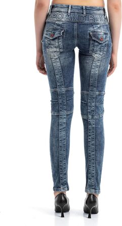 Джинси жіночі Cipo & Baxx з ефектом потертості та дір, блакитні 30W/32L