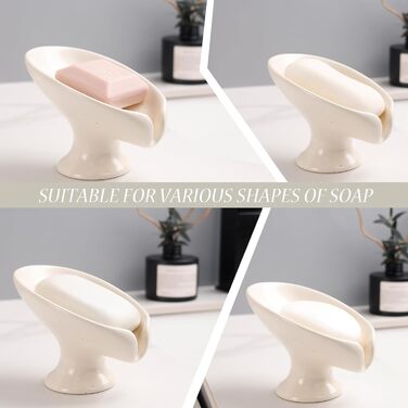 Керамічна миска для мила ANTIS'S HOME, без присоски, мармурова текстура, бежева, для ванної кімнати