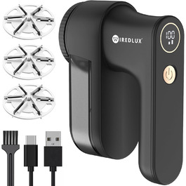 Електричний видальник ворсу та котушок для одягу – 3 швидкості, LED-дисплей, USB-зарядка, портативний видальник ворсу з подвійним захистом, Charcoal