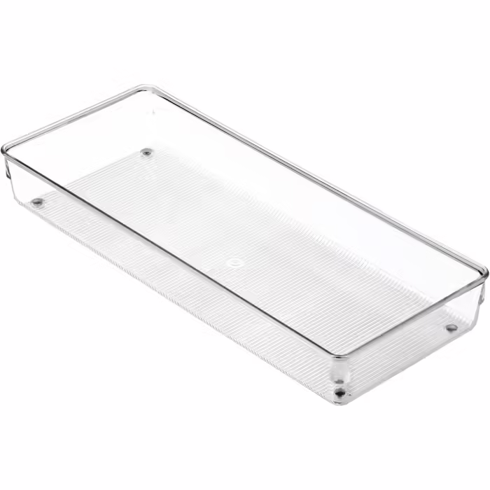 iDesign 52660M2EU Linus Cutlery Box Drawer Organizer for Cutlery, Spatulas, Small Items - 2 Pack, 15.24 x 38.1 x 5.08 cm, Clear, Plastic, Clear