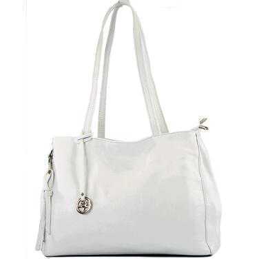 Сумка жіноча шкіряна Modamoda T205 біла, шопер ручної роботи з Італії