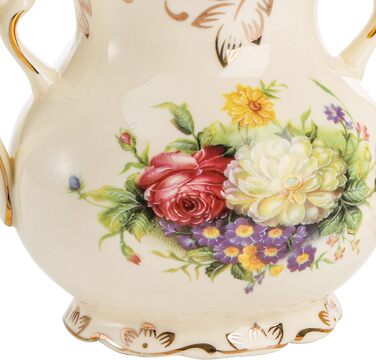 Foreigner's Zucker and Milchkännchen Set, Porcelain Ivory Coffee Serving Set Blossom Bushes Pattern Golden Leaves Edge Cream Pitcher and Sugar Bowl with Lid