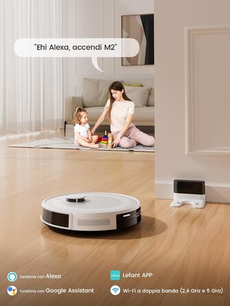Робот-пилосос LEFANT M2 з функцією миття, 6000Pa, LiDAR-навігація, зони заборони, керування через додаток/Alexa, для шерсті тварин, килимів та твердих підлог