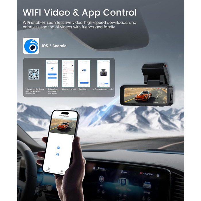 Автомобільний відеореєстратор 360° 4-канальний FHD 1080P (передній, задній, лівий, правий), 3