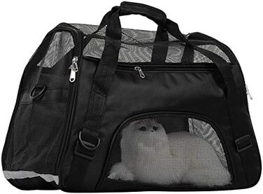 Транспортна сумка для собак і котів, складна переноска для тварин, чорна (L)