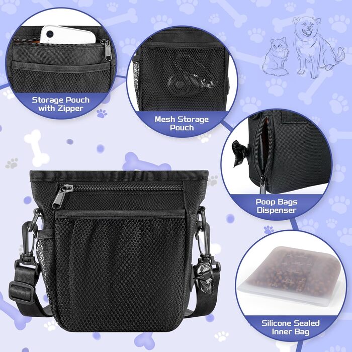 Набір для собак Leckerlibeutel: сумка для ласощів, клікер, диспенсер для фекалій, сумка на пояс для корму, чорно-помаранчевий