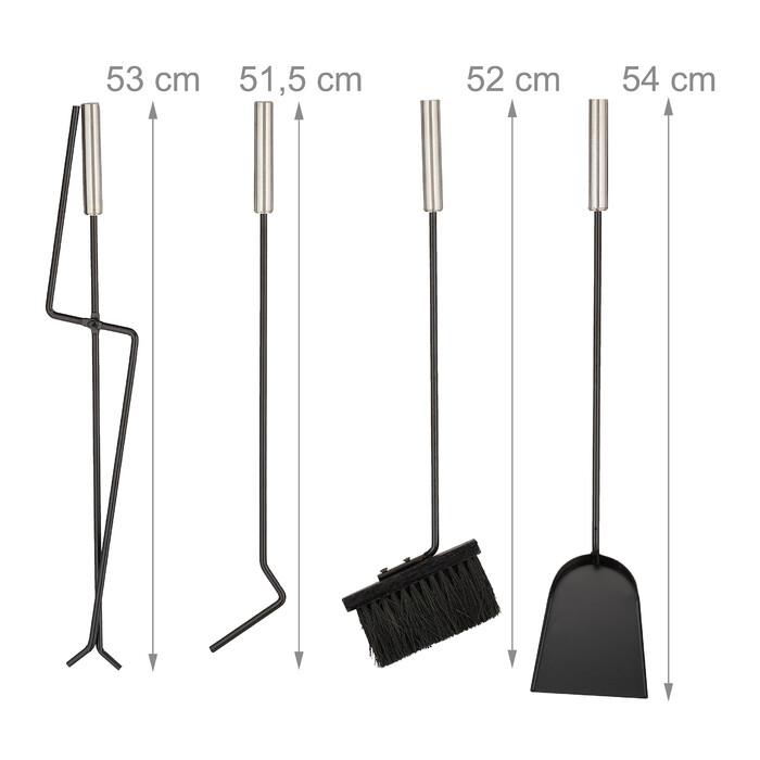 Relaxdays 5-Piece Fireplace Tool Set in Black