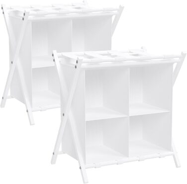 aboxoo 2-Pack Luggage Rack with Storage, Guest Room, Folding, Holds up to 54.4 kg, Space-Saving Suitcase Racks for Guest Rooms, Bedrooms, Hotel, Black (White, 2 Pieces)