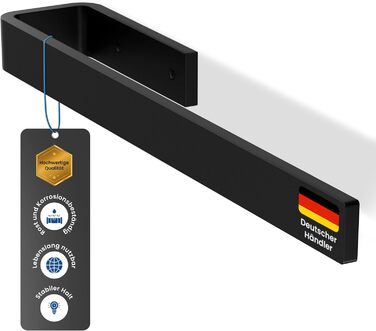 Тримач для рушників RTM R на стіну, з алюмінію, чорний матовий, 32 см