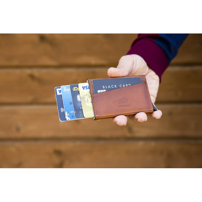 Картхолдер Solo Pelle з RFID захистом для 11 карт, гаманець для повсякденного використання, шкіра коньячного кольору Burned