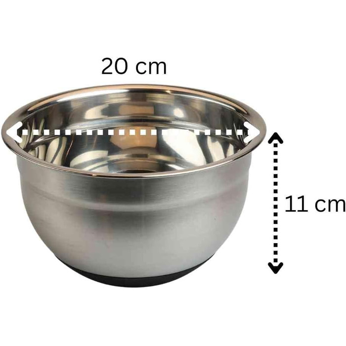 MOON HOME Миска для перемішування - Big Turbulence, з гумовим неслизьким дном, з нержавіючої сталі, придатна для миття в посудомийній машині, ідеальна для приготування їжі та випічки, міцна кухонна миска, Ø24 x 13 см (Велика/Мала)
