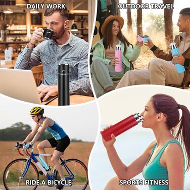 Термос IAGORYUE з нержавіючої сталі, 0,55л, з ізоляцією, витокозахисним кришкою та ручкою, двостінний, зберігає тепло/холод до 12 годин, для спорту, офісу, відпочинку на природі, чорний